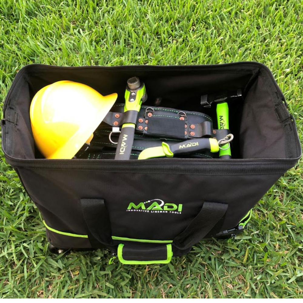 MADI Lineman Tools Lineman Dual Compartment Tool & Gear Bag w/ Wheels from GME Supply